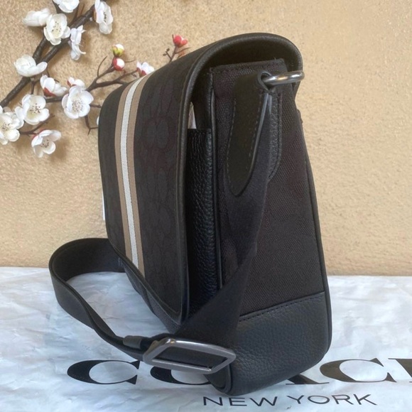 coach Thompson Small Map Bag In Signature Jacquard With Stripe c6583 - Picture 6 of 8